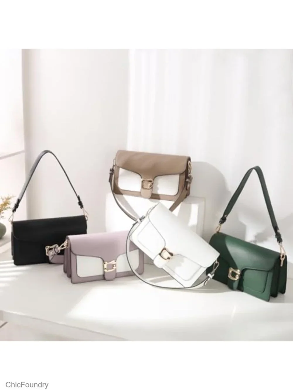 Leather Crossbody Bag with 2 Detachable Straps - Trendy Small Shoulder Purse